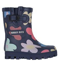 Rubber Duck Rubber Boots - Navy w. Flowers
