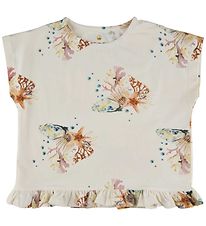 The New T-Shirt -TnGiselle - White Swan Coral Aop