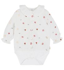 Hust and Claire Shirt Bodysuit l/s - Bernadette - White w. Flowe