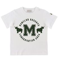 Moncler T-Shirt - Blanc av. Vert Fonc
