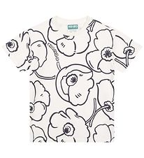 Kenzo T-Shirt - dition exclusive - Crme/Noir av. Fleurs