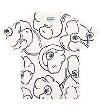 Kenzo T-Shirt - Exclusieve editie - Crme/Zwart m. Bloemen