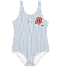 Kenzo Swimsuit - Exclusive Edition - White/Blue Striped w. Flowe