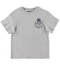 GANT T-shirt - Oversized - Grey Melange w. Palm Print