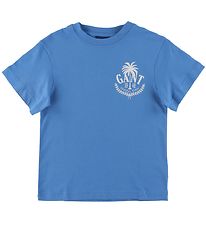 GANT T-shirt - Oversized - Day Blue w. Palm Print