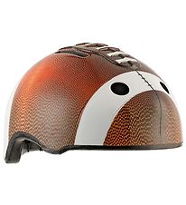 Crazy Safety Bicycle Helmet w. Lights - Football - Brown