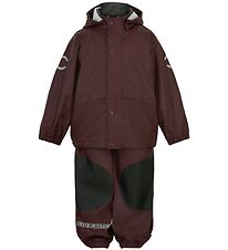 Mikk-Line Rainwear w. Suspenders - PU - Recycled - Decadent Choc