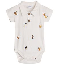 Hust and Claire Polo body s/s - Piqu - Bay - White w. Monkeys