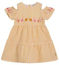 Hust and Claire Dress - Kaija - Yellow/White Check w. Flowers