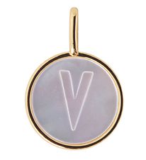 Design Letters Pendant To Necklace - V - Pearl Gold