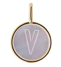 Design Letters Hnge Till Halsband - V - Pearl Gold