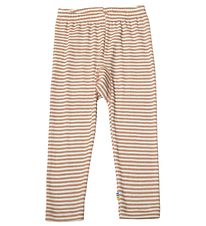 Joha Leggings - Wool/Silk - Rib - Brown/White