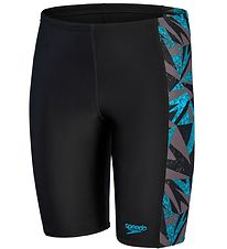 Speedo Swim Trunks - Boys Hyper Boom Panel Jammer - Black/Blue