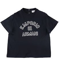 Emporio Armani Stuttermabolur - Dökkblátt M. Hvítur