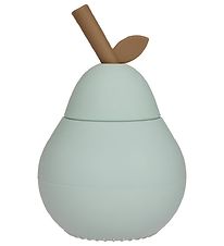 OYOY Cup w. Straws - Pear - Silicone - Pale Mint