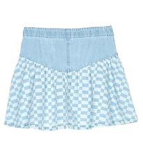 Finger In The Nose Skirt - Denim - Musa - Bleached Blue Check