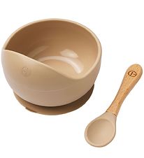 Elodie Details Bowl w. Spoon - Silicone - Pure Khaki