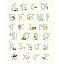 Vissevasse Veggspjald - 50x70 - Alphabet Blue English