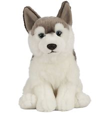 Living Nature Knuffel - 24x10 cm - Husky Hondje - Grijs/Wit