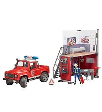 Bruder Play Set - bworld - Fire Station w. Land Rover Defender a