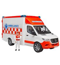 Bruder Bíll - Spretthlaupari Ambulance M. Ljós/hljóð og ökumaður