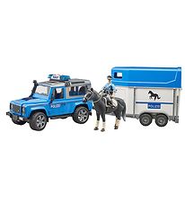 Bruder Bíll - Land Rover Lögreglubíll M. Ljós/hljóð og hestavagn