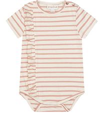 Popirol Bodysuit s/s - Police Baby Bodysuit - Striped Vanilla