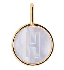 Design Letters Pendant To Necklace - H - Pearl Gold