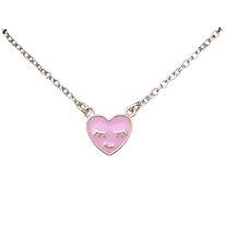 Rosajou Necklace - Gold w. Heart - Pink