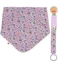 BIBS X Liberty Gjafasett - Slefsmekkur/Snudduband - Blóm - Viole