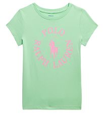 Polo Ralph Lauren T-Shirt - Langhout - Lichtgroen m. Roze