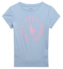 Polo Ralph Lauren Stuttermabolur - Langviður - Ljósblár M. Bleik
