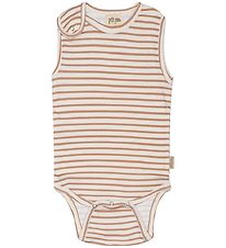 Petit Piao Bodysuit Sleeveless - Striped - Summer Camel/Offwhite