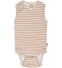 Petit Piao Bodysuit Sleeveless - Striped - Summer Camel/Offwhite