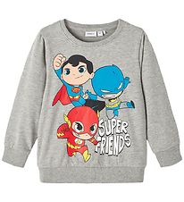 Name It Sweatshirt - NmmJak - Grey Melange w. Super Friends