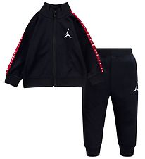 Jordan Träningsset - Cardigan/Sweatpants - Svart m. Röd