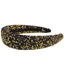 Bows By Str Hairband - Linen - Glitter - Black/Gold