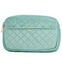 Fan Palm Toiletry Bag - Large - Quilted Velvet - Mint Green