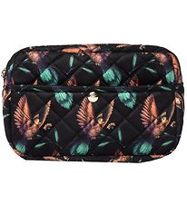 Fan Palm Toiletry Bag - Medium+ - Quilted Velvet - Black Humming