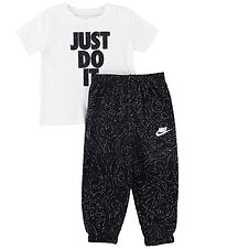 Nike Setti - T-paita/Collegehousut - Musta/Valkoinen