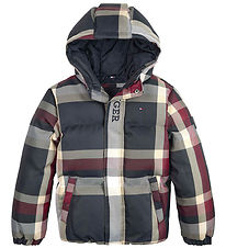 Tommy Hilfiger Steppjacke - Global Stripe Karo - Rot/Weiß/Marine