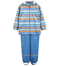 Color Kids Rainwear w. Suspenders - PU - Coronet Blue