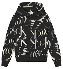 Calvin Klein Hoodie - Glitched Monogram - Black