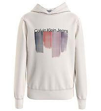 Calvin Klein Hoodie - Placerade penseldrag - Whitecap Gr