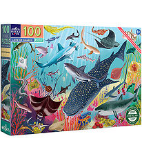 Eeboo Puzzle - 100 Bricks - 45.7x68.5 cm - Sharks I The depth