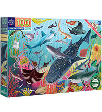 Eeboo Puzzle - 100 Bricks - 45.7x68.5 cm - Sharks I The depth