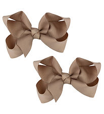 Bows By Str Bow Hair Clip - 2-Pack - 8 cm - Latte