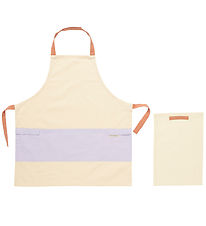 Kids Concept Apron w. Tea towel - White/Purple