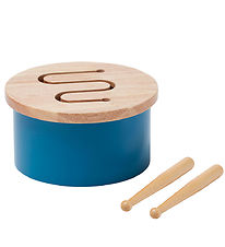 Kids Concept Wooden Toy - Drum Mini - 16.5 x 9 cm - Blue