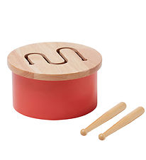 Kids Concept Wooden Toy - Drum Mini - 16.5 x 9 cm - Red